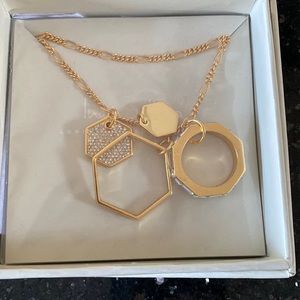 India Hicks hexagon gold colour necklace brand new in the box